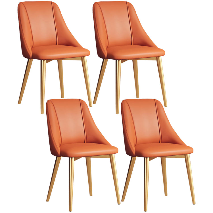 Glam Style Pu Leather Side Chair Set Dining Room Side Chair with Metal Legs