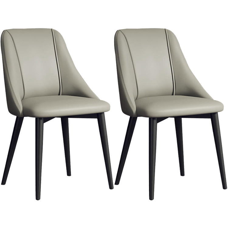 Glam Style Pu Leather Side Chair Set Dining Room Side Chair with Metal Legs