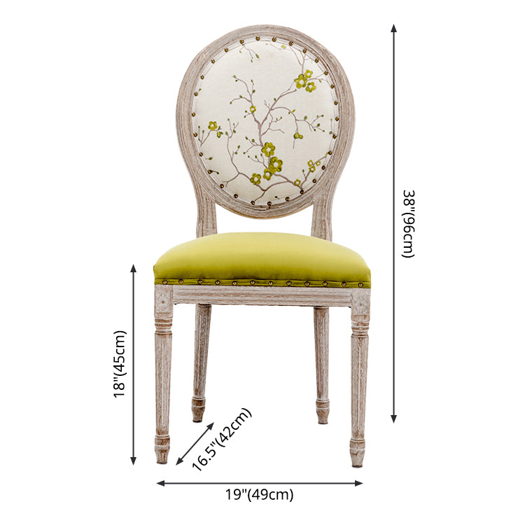 Chaise de salle à manger en tissu Farmhouse, chaise d'appoint à dossier King Louis de 38 po de hauteur avec base en bois