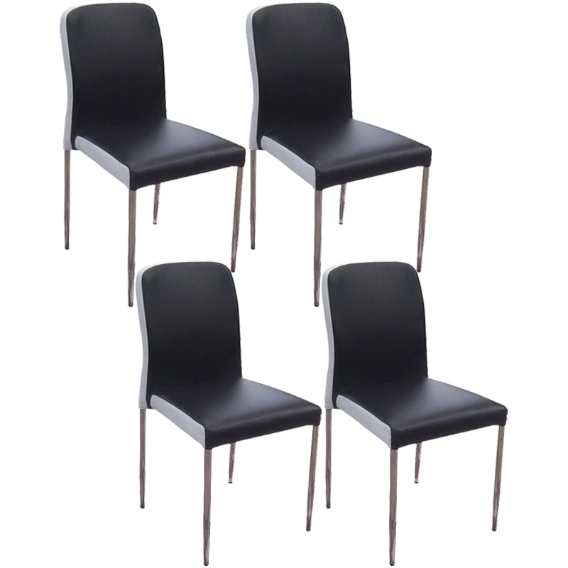 Chaise d'appoint contemporaine en cuir à dossier solide, chaises de salle à manger empilables noires et blanches