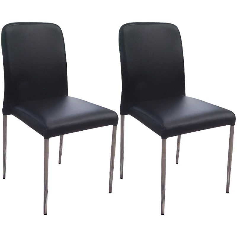 Chaise d'appoint contemporaine en cuir à dossier solide, chaises de salle à manger empilables noires et blanches
