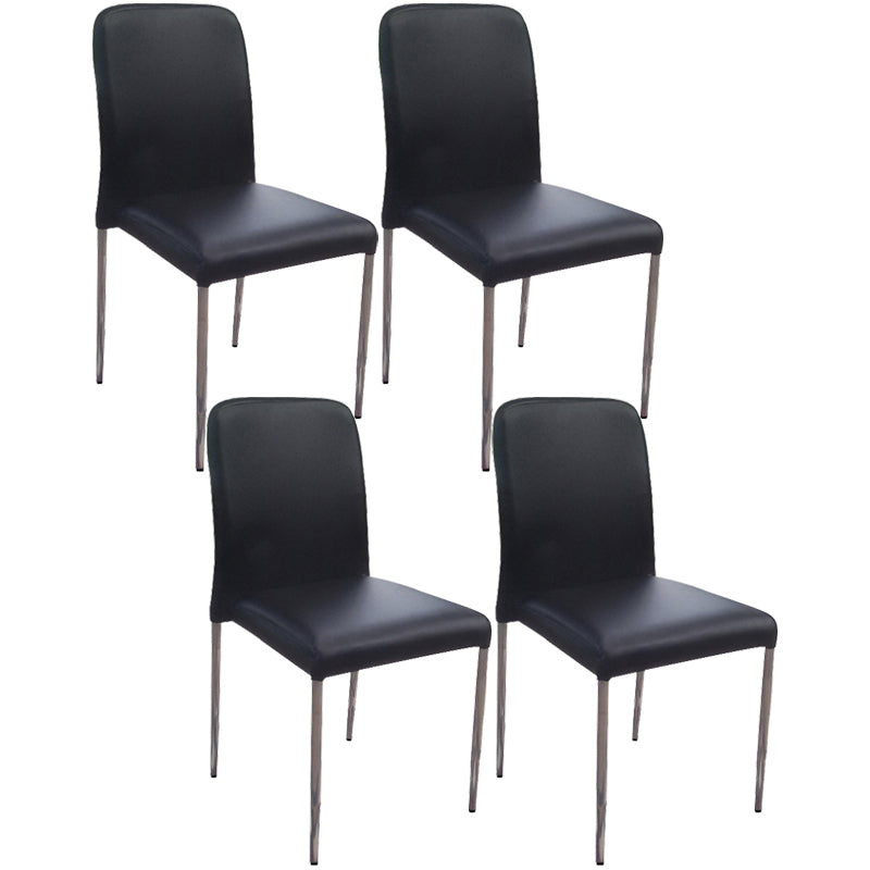 Chaise d'appoint contemporaine en cuir à dossier solide, chaises de salle à manger empilables noires et blanches