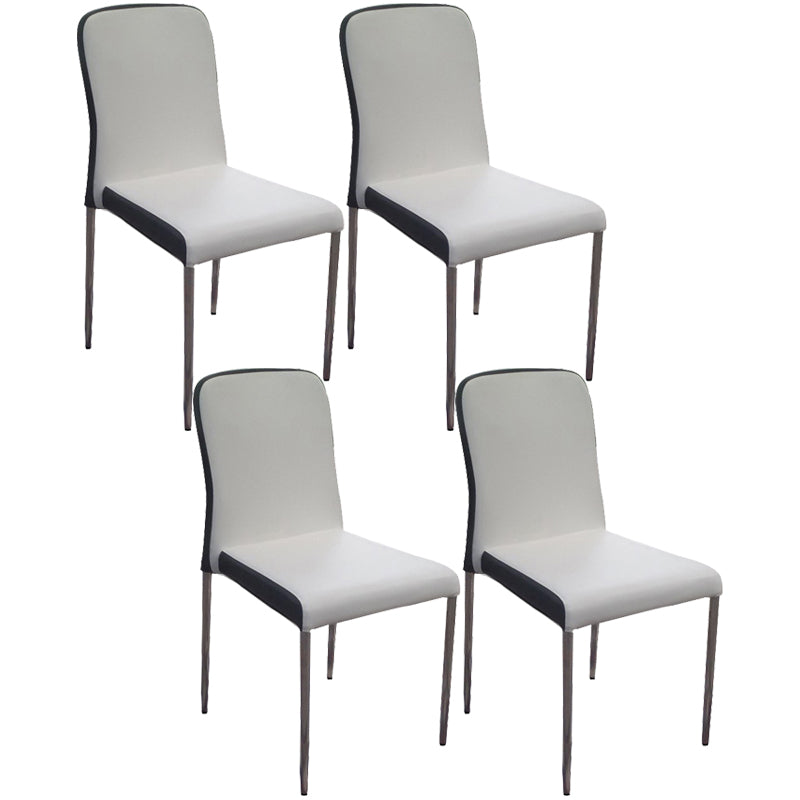 Chaise d'appoint contemporaine en cuir à dossier solide, chaises de salle à manger empilables noires et blanches