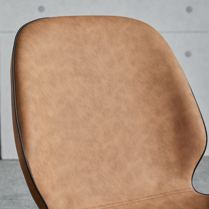 Modern Armless Dining Chairs Leather Wingback Side Chair with Metal Legs