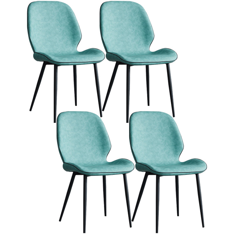 Modern Armless Dining Chairs Leather Wingback Side Chair with Metal Legs