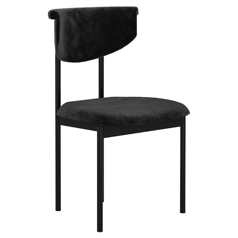 Modern Black Kitchen Dining Side Chair Upholstered Opening Back Dining Side Chair