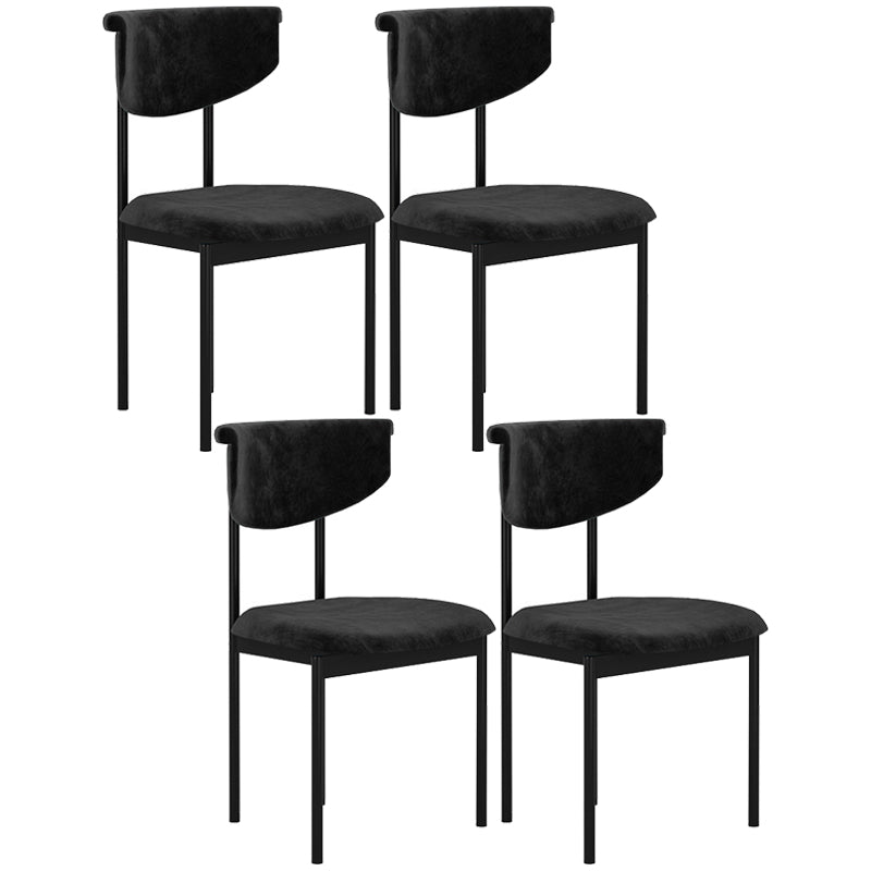 Modern Black Kitchen Dining Side Chair Upholstered Opening Back Dining Side Chair