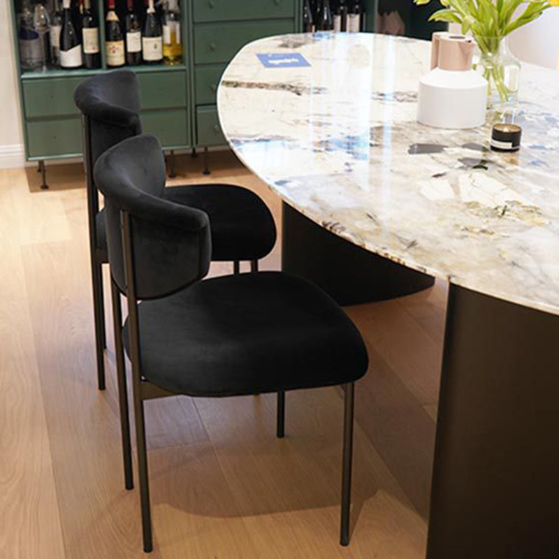Modern Black Kitchen Dining Side Chair Upholstered Opening Back Dining Side Chair