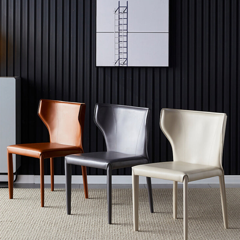 Chaise de salle à manger en cuir de cuisine, chaise d'appoint à oreilles de 32 pouces de hauteur avec 4 pieds en métal