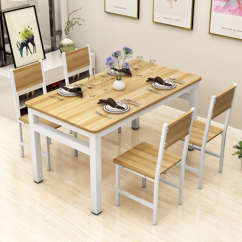 Modern Style MDF Dining Table Set Rectangular Dining Table with Metal Base