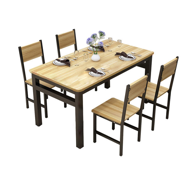 Modern Style MDF Dining Table Set Rectangular Dining Table with Metal Base
