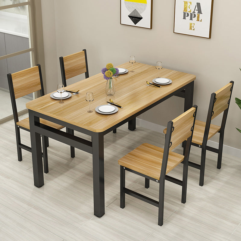 Modern Style MDF Dining Table Set Rectangular Dining Table with Metal Base