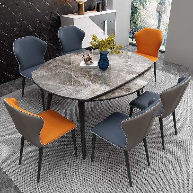 Contemporary Sintered Stone Top Dining Furniture 4 Black Legs Table Collapsible for Kitchen