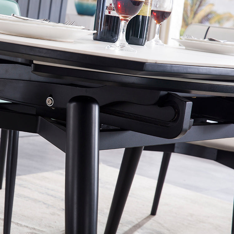 Contemporary Sintered Stone Top Dining Furniture 4 Black Legs Table Collapsible for Kitchen