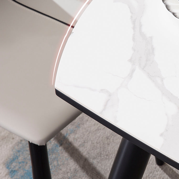 Contemporary Sintered Stone Top Dining Furniture 4 Black Legs Table Collapsible for Kitchen