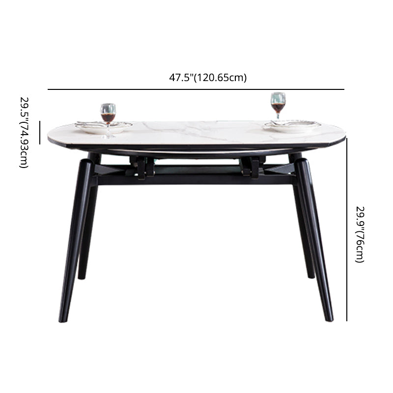 Contemporary Sintered Stone Top Dining Furniture 4 Black Legs Table Collapsible for Kitchen