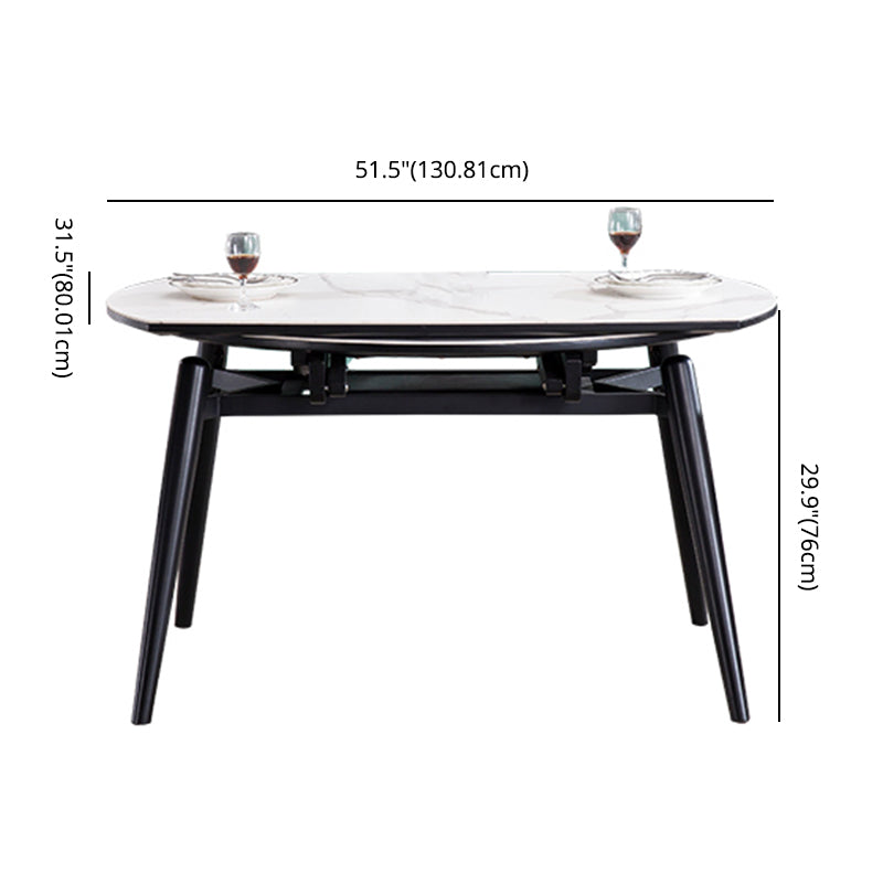 Contemporary Sintered Stone Top Dining Furniture 4 Black Legs Table Collapsible for Kitchen