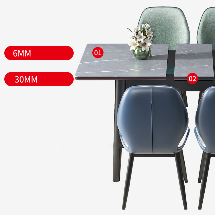 Modern Collapsible Sintered Stone Dining Room Table with 4 Metal Legs for Kitchen Dining Set