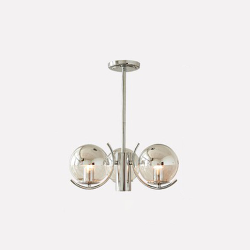 Modern Luxury Globe Pendant Light Wrought Iron Indoor Chandelier with Glass Shade