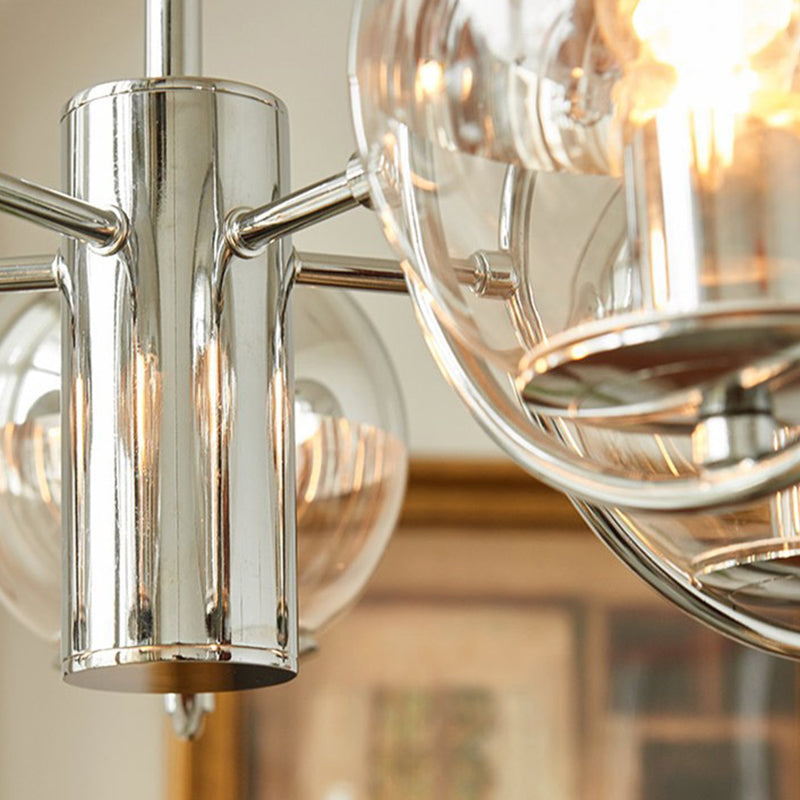 Modern Luxury Globe Pendant Light Wrought Iron Indoor Chandelier with Glass Shade