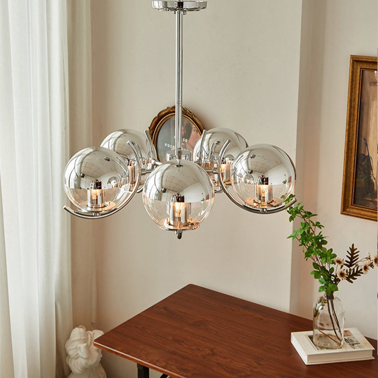 Modern Luxury Globe Pendant Light Wrought Iron Indoor Chandelier with Glass Shade