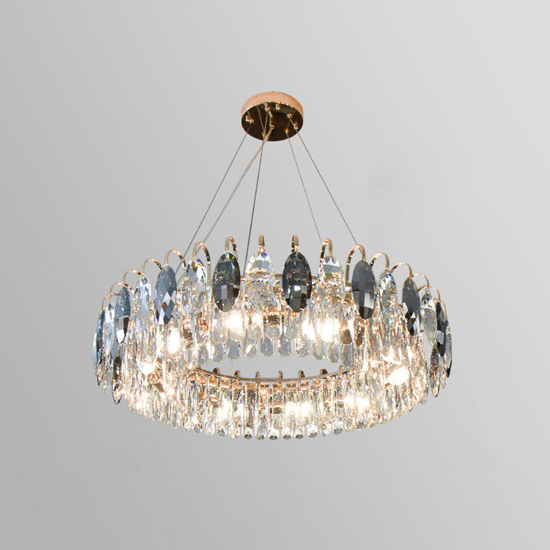 Luces de araña circular moderna accesorios de iluminación de araña de cristal para sala de estar