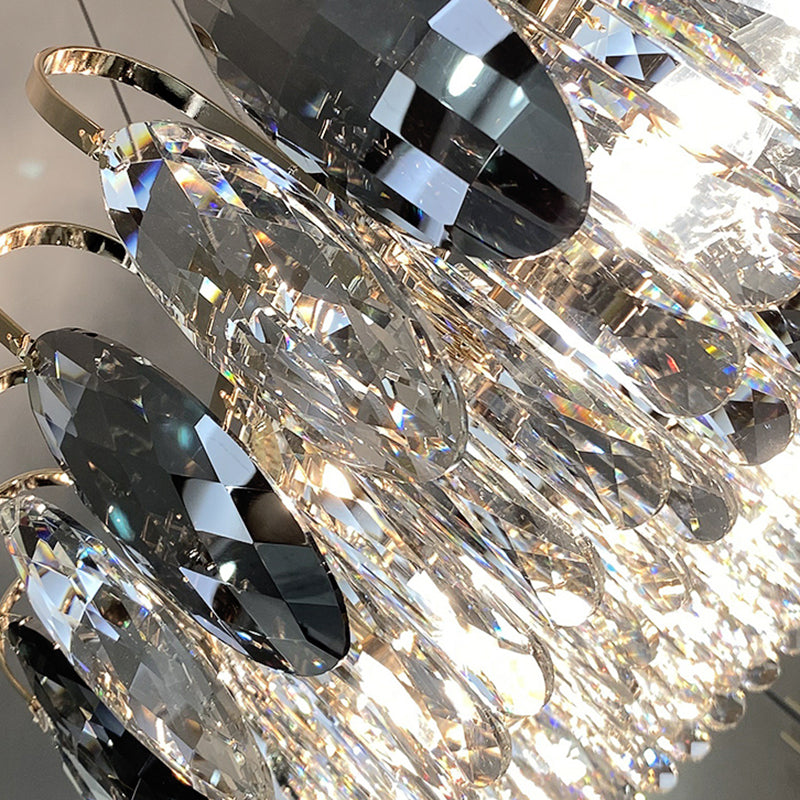 Luces de araña circular moderna accesorios de iluminación de araña de cristal para sala de estar