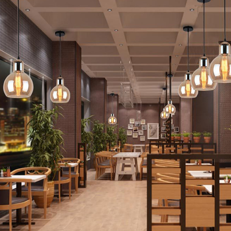 Glass Black Pendant Light in Modern Creative Style Aluminium Globe Hanging Lamp for Interior Spaces