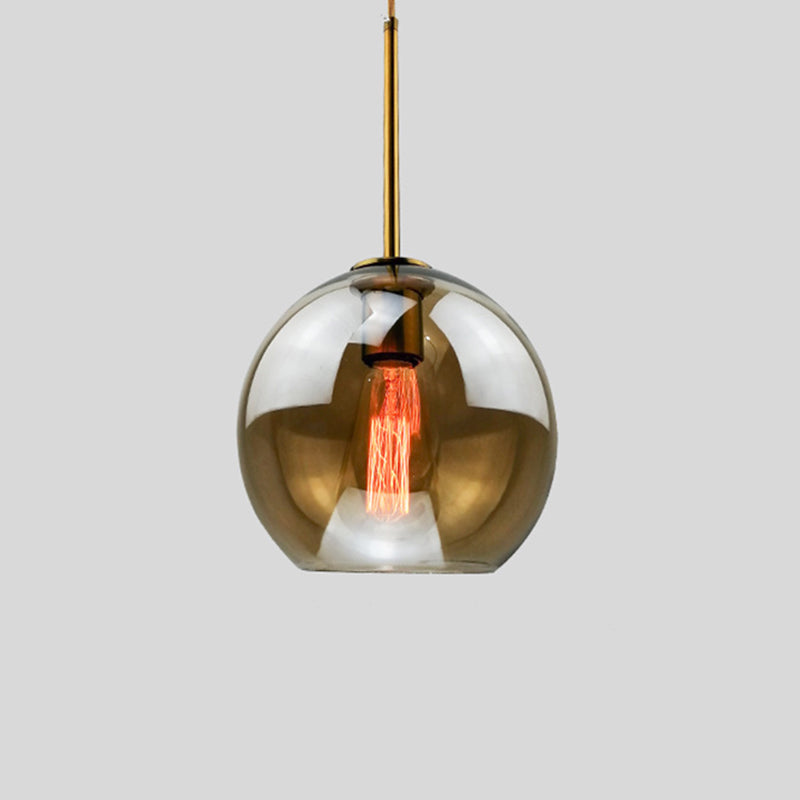 Modern Concise Globe Pendant Light Electroplate Copper Hanging Lamp with Glass Shade