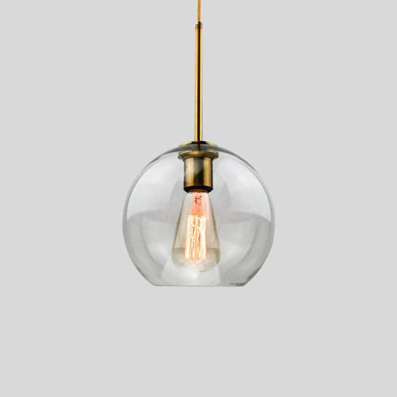 Modern Concise Globe Pendant Light Electroplate Copper Hanging Lamp with Glass Shade