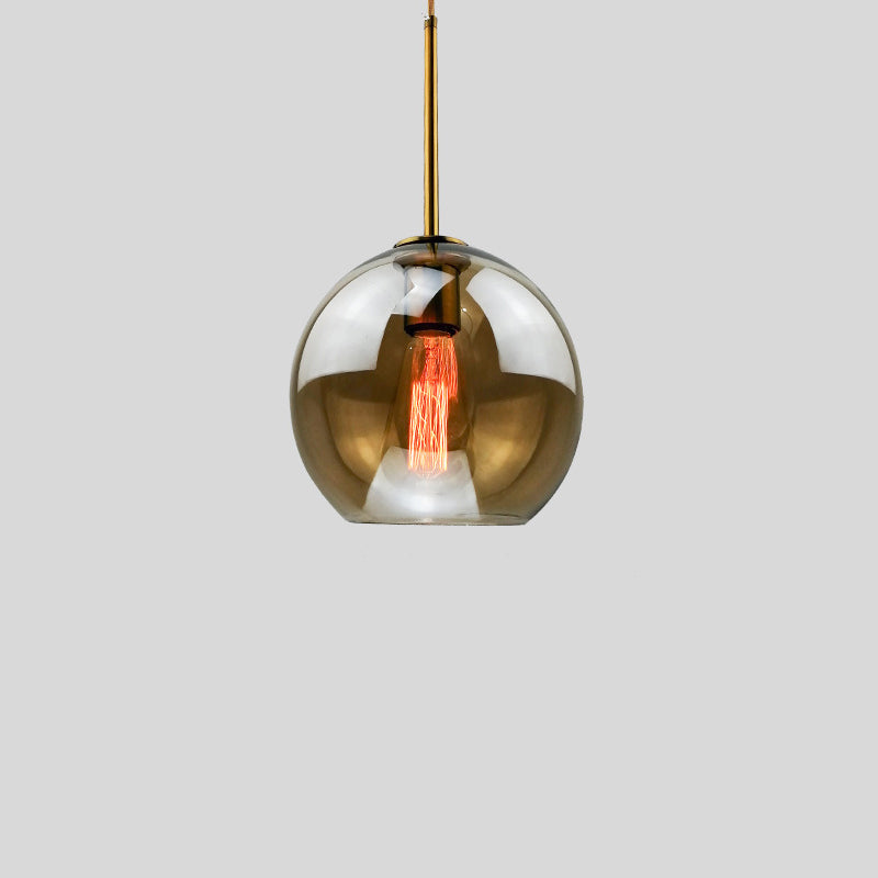 Modern Concise Globe Pendant Light Electroplate Copper Hanging Lamp with Glass Shade
