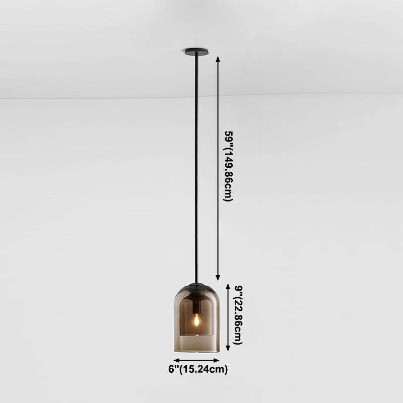 Double Glass Bell Pendant Light in Modern Luxury Style Iron Single Hanging Lamp for Interior Spaces
