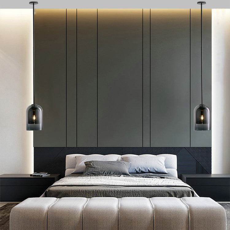 Double Glass Bell Pendant Light in Modern Luxury Style Iron Single Hanging Lamp for Interior Spaces