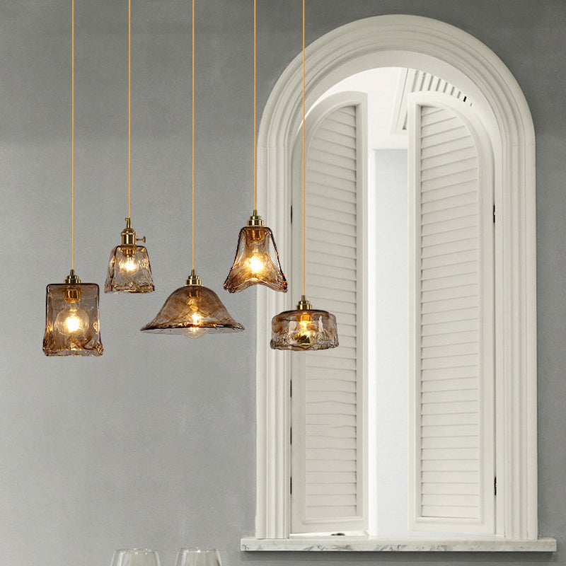 Moderne hanglampverlichting Geometrische hanglamp 3 Lichtglashanglicht in goud