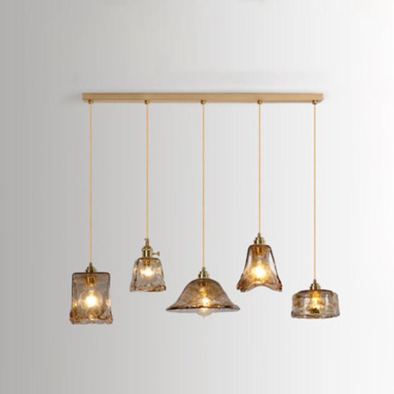 Moderne hanglampverlichting Geometrische hanglamp 3 Lichtglashanglicht in goud