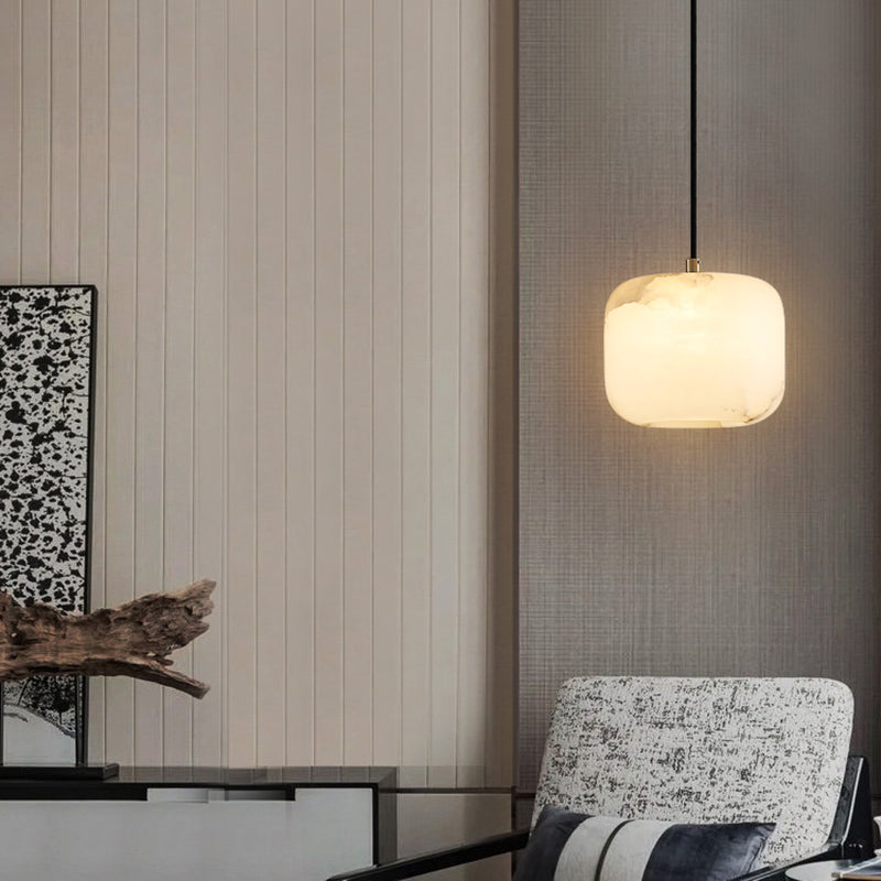 Nordic Brick Shade Pendant Light, Minimalist Marble Hanging Light in White