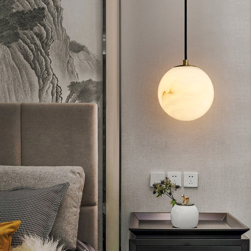 Nordic Brick Shade Pendant Light, Minimalist Marble Hanging Light in White