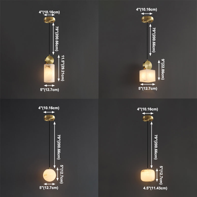 Nordic Brick Shade Pendant Light, Minimalist Marble Hanging Light in White