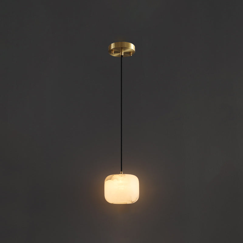 Nordic Brick Shade Pendant Light, Minimalist Marble Hanging Light in White
