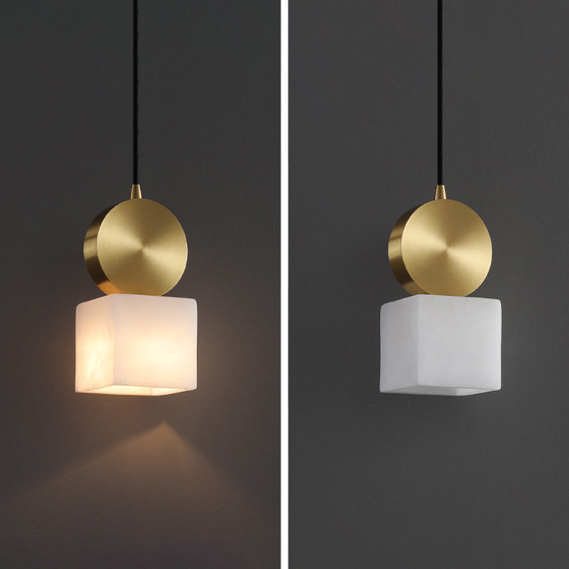 Nordic Brick Shade Pendant Light, Minimalist Marble Hanging Light in White