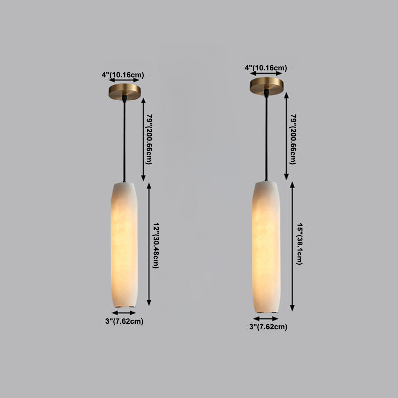 Marble 1-Light Hanging Lamp, Nordic Cylinder Shade Pendant Lighting for Living Room