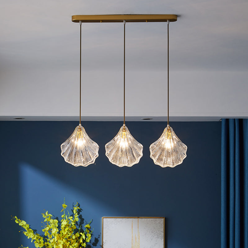Luz de colgante de clúster de vidrio transparente de lujo, lámpara minimalista de techo múltiple de 3 luces