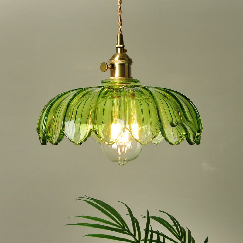 Lampada appesa a 1 luce delle viti, vetro a costola contemporanea lampada appesa