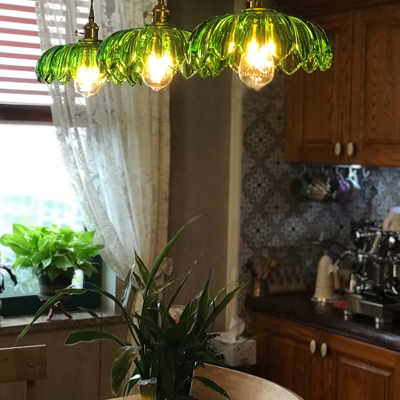 Lampada appesa a 1 luce delle viti, vetro a costola contemporanea lampada appesa