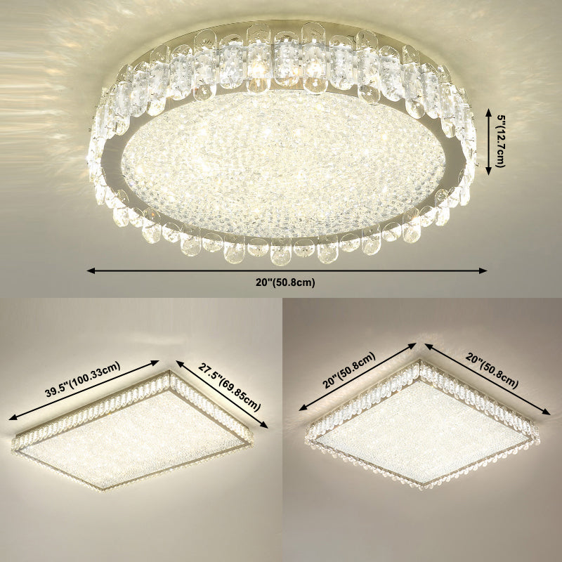 Luminaire de plafond encastré en cristal Transparent salle à manger plafonnier LED contemporain