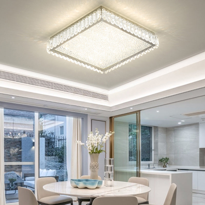 Luminaire de plafond encastré en cristal Transparent salle à manger plafonnier LED contemporain