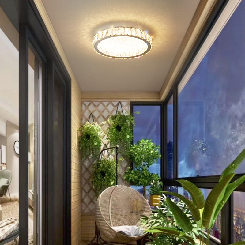 LED Flush Light Contemporary Transparent Crystal Bedroom Flush Ceiling Lamp