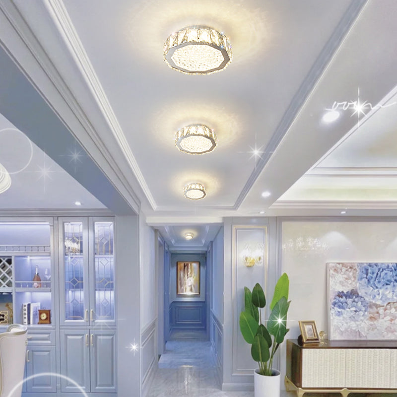 LED Flush Light Contemporary Transparent Crystal Bedroom Flush Ceiling Lamp