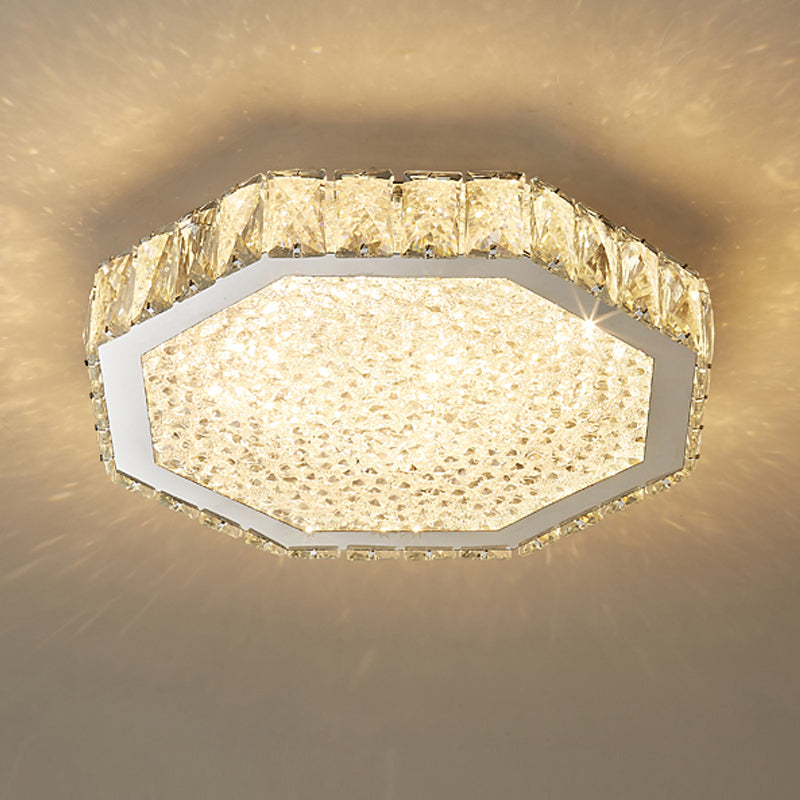 LED Flush Light Contemporary Transparent Crystal Bedroom Flush Ceiling Lamp