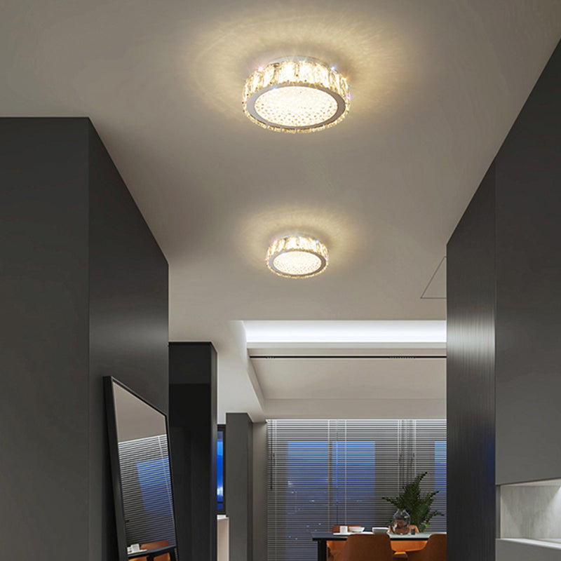 LED Flush Light Contemporary Transparent Crystal Bedroom Flush Ceiling Lamp